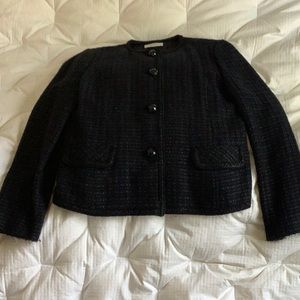 Navy blue blazer, great for this fall. Looks great with jeans or dressy pants.